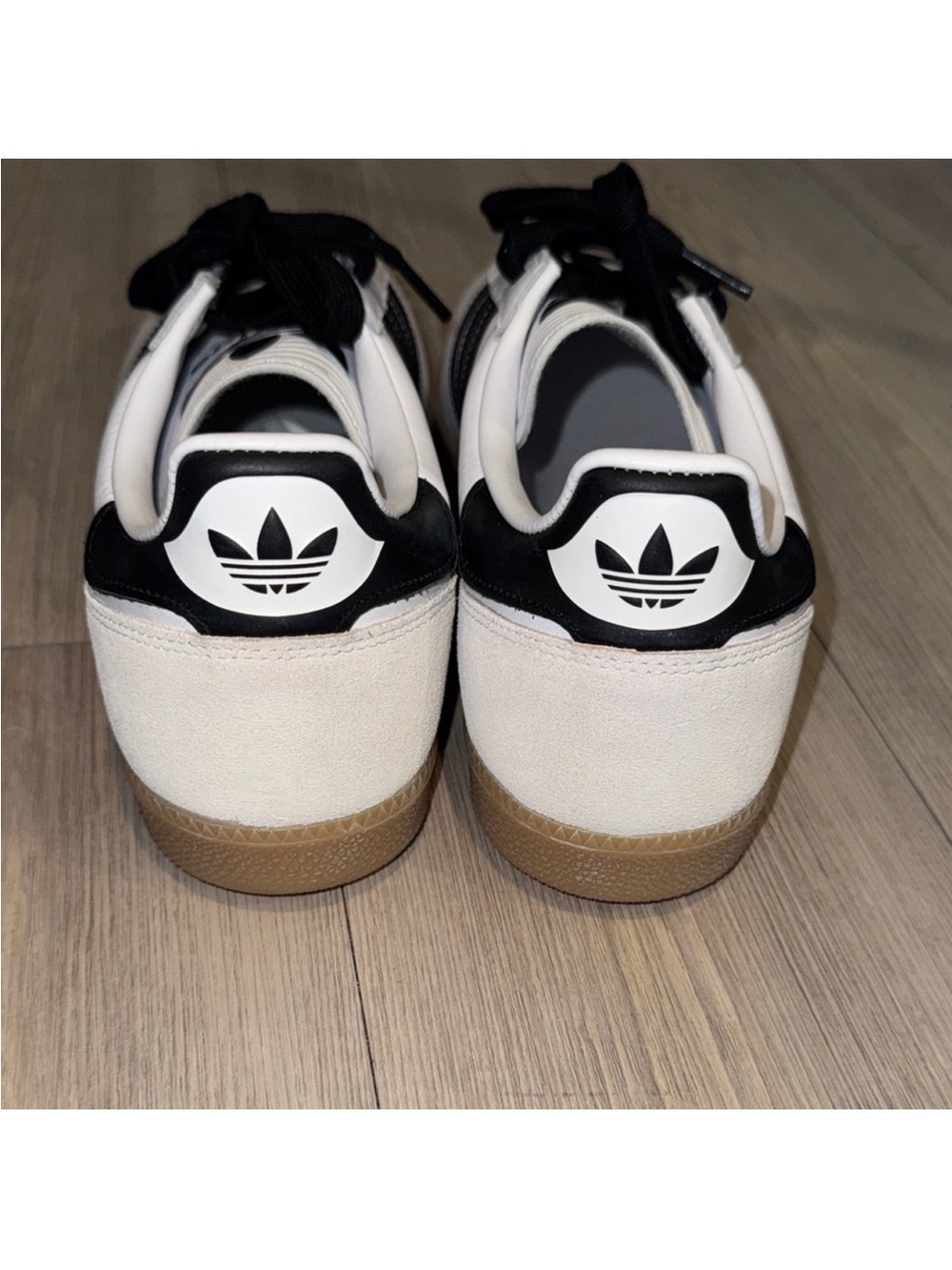 adidas White Sneakers with Black Stripes and Gum Sole - Picture 3 of 5